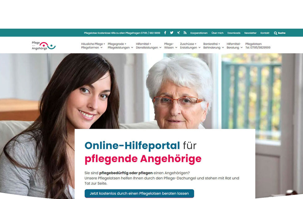 Bildschirmfoto Pflege durch Angehoerige Uebersichtsseite