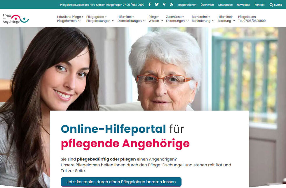 Bildschirmfoto Pflege durch Angehoerige Uebersichtsseite