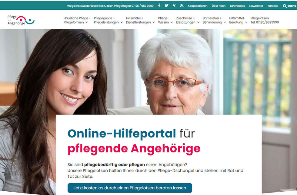 Bildschirmfoto Pflege durch Angehoerige Uebersichtsseite