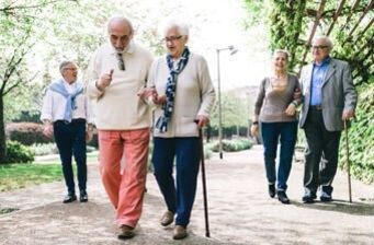 Senioren spazieren im Park
