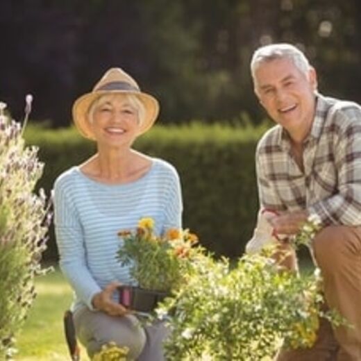 Mann und Frau beim Gärtnern