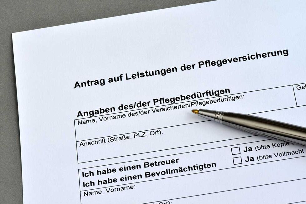 Formular für einen Antrag eines Pflegegrades