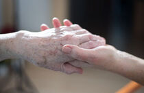 Eine ältere Person und eine junge Person geben sich die Hand