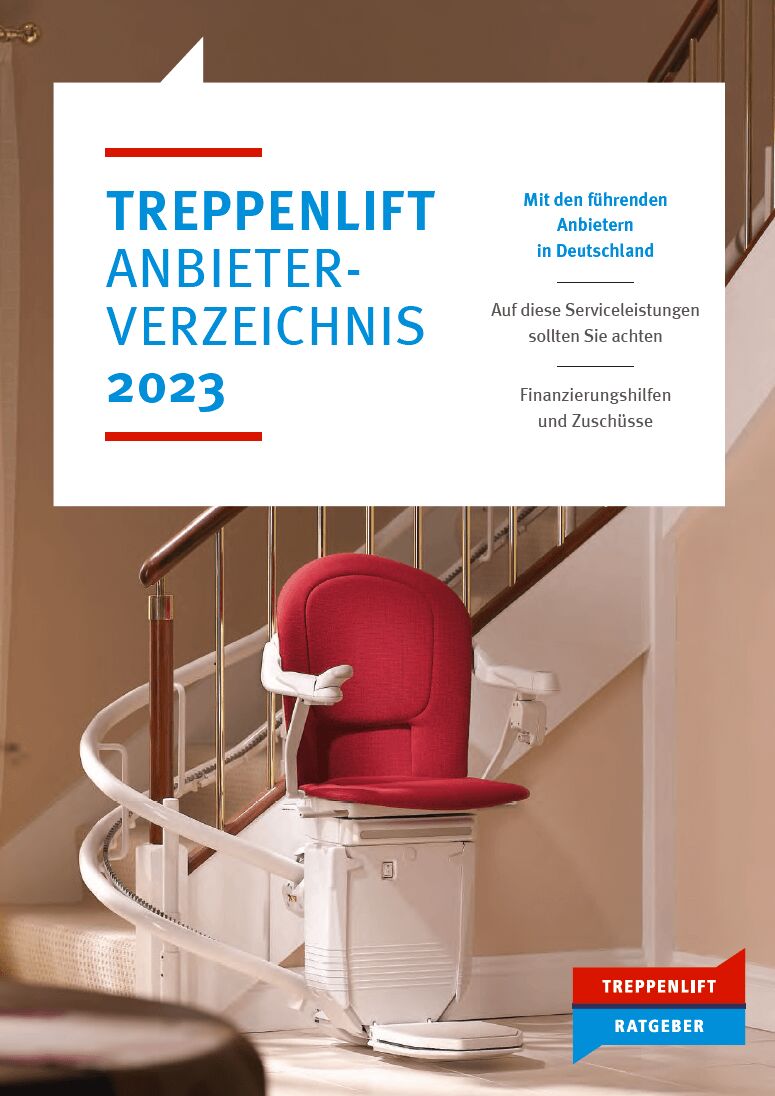 Treppenlift Anbieterverzeichnises 2023 Cover des Treppenlift Anbieterverzeichnises 2023