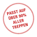 Passt auf über 90% aller Treppen Passt auf über 90% aller Treppen